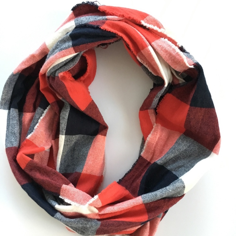 Plaid flannel cotton infinity scarf